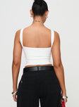 back view of model wearing Princess Polly Lugo Top White Sleeveless V-Neck 