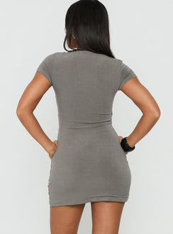 Kamona Crossover Ruched Mini Dress Grey