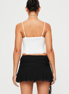 back view of model wearing Princess Polly Coletto Corset Top White Sleeveless Sweetheart 