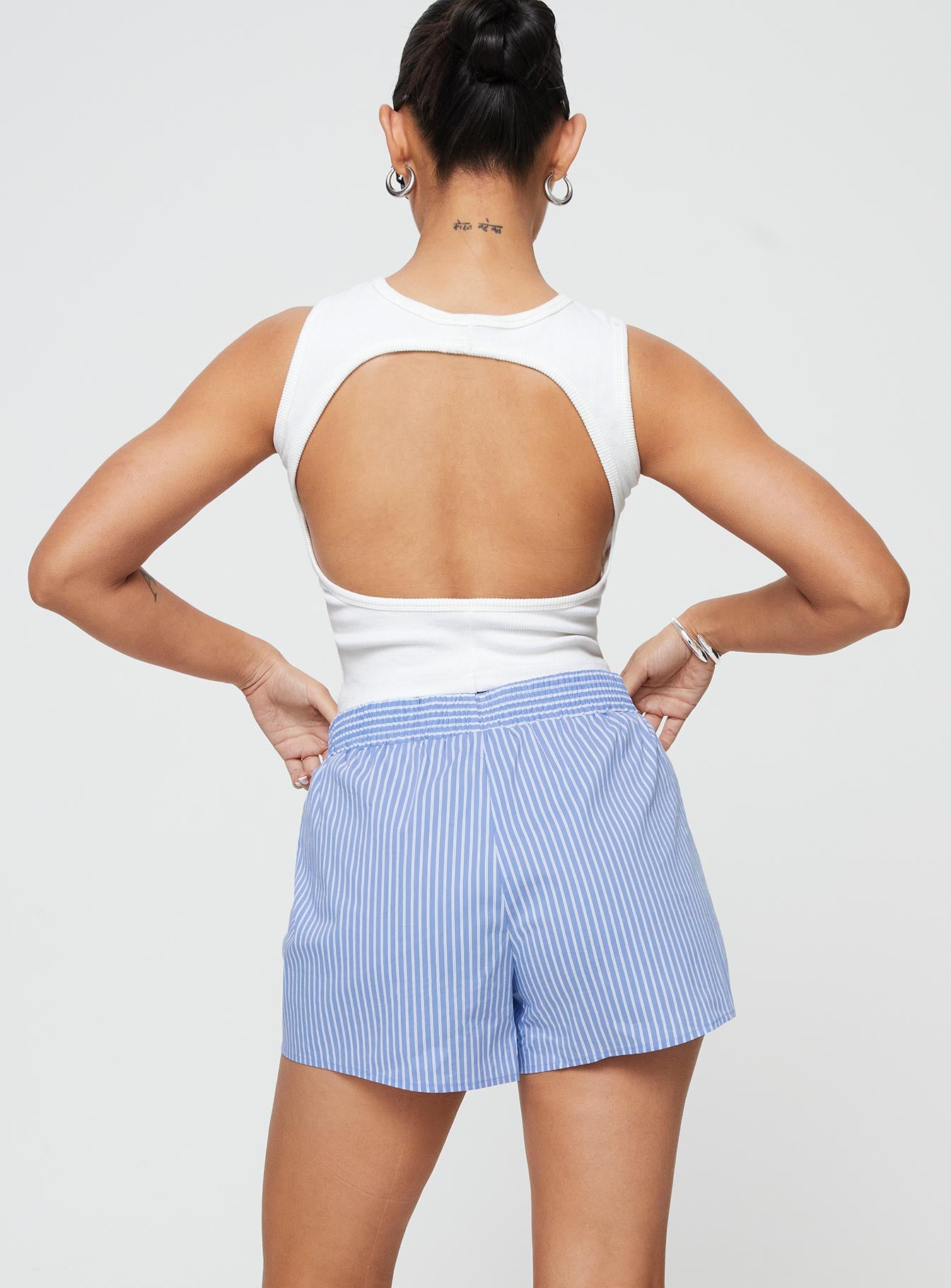 product Cobain Shorts Blue Stripe Princess Polly High Waisted Shorts 