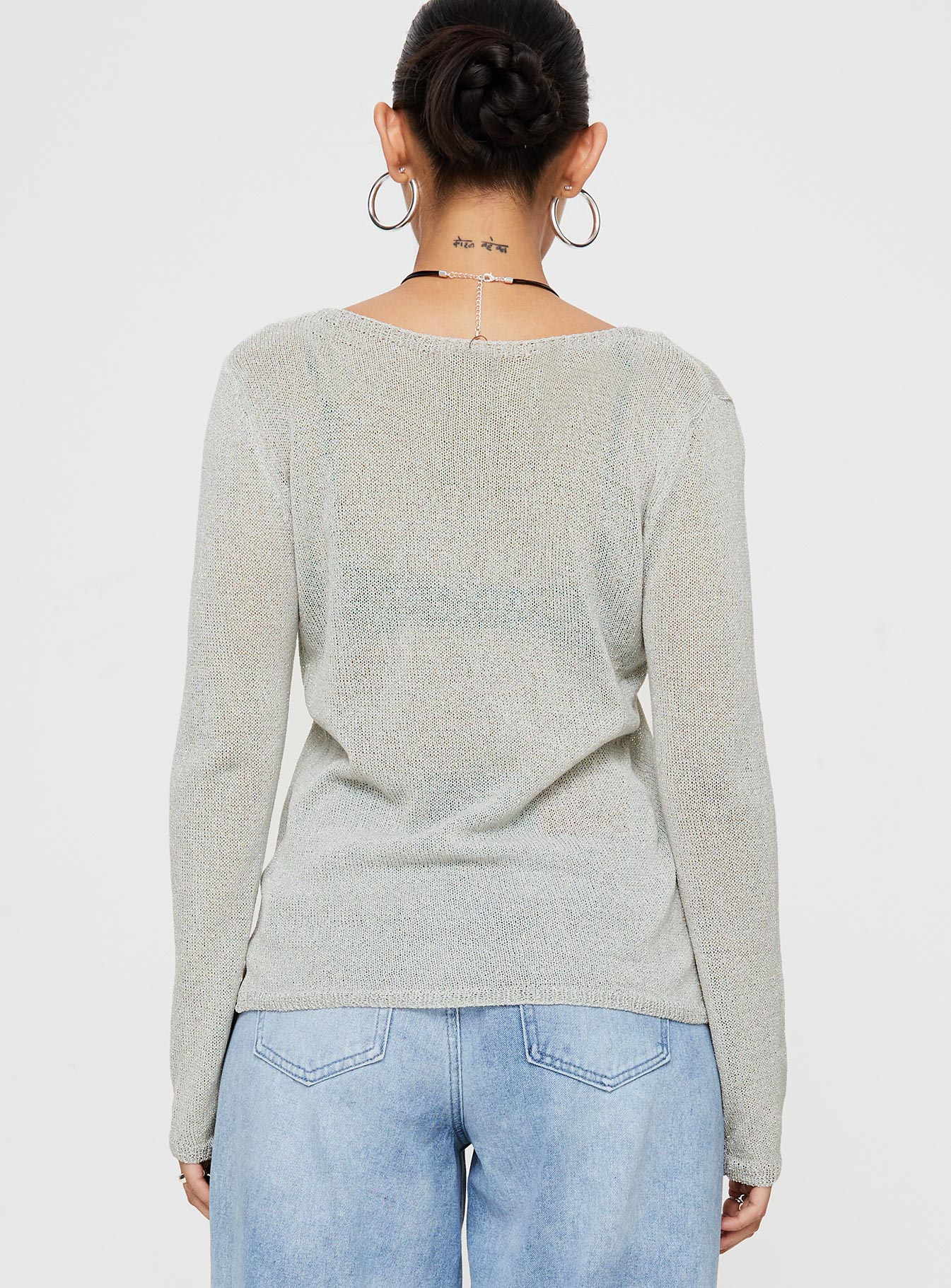 product Princess Polly Full Sleeves High Neck  Fazzio Long Sleeve Top Silver