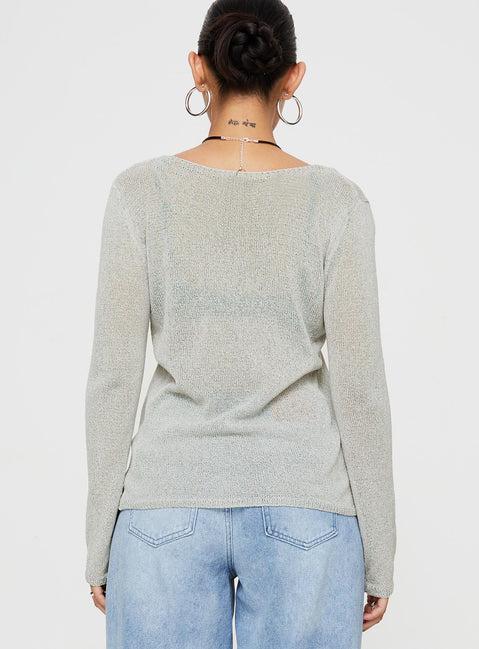 product Princess Polly Full Sleeves High Neck  Fazzio Long Sleeve Top Silver