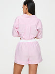 Pink Striped sleep shorts High rise, elasticated waistband, twin hip pockets, straight leg