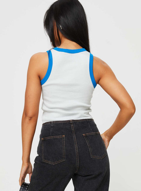 product Princess Polly Sleeveless Square Neck  Rolling Stones Tank Top Blue