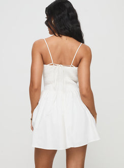 back view of model wearing Princess Polly Matisse Dress White Scoop Neck 