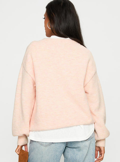 back view of model wearing Princess Polly Ryanna Sweater Pink 