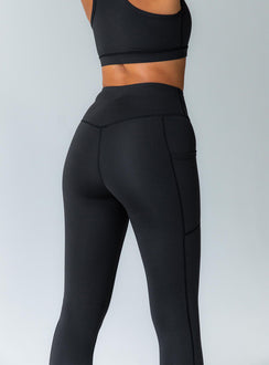 Black leggings high-waisted design & twin slip leg pockets