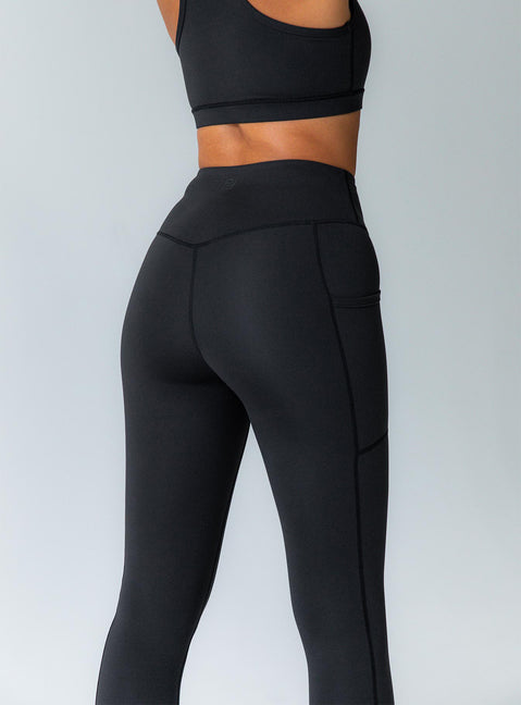 Black leggings high-waisted design & twin slip leg pockets