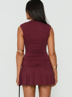 Karmica Keyhole Ruched Mini Dress Plum