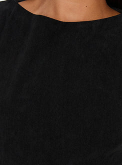 Alfalfa Cord Mini-Kleid Schwarz