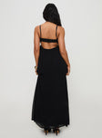 back view of model wearing Princess Polly Granno Maxi Dress Black Sweetheart Neckline 