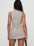 Yumiko Romper Brown Stripe Tall