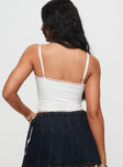 back view of model wearing Princess Polly Four You Top White Sleeveless Sweetheart 