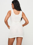 back view of model wearing Princess Polly Ben Mini Dress Cream Scoop Neck 