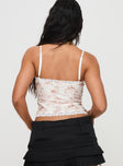 back view of model wearing Princess Polly Zachariah Cami Top White Floral Sleeveless Square Neck 