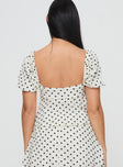 Passionfruit Linen Blend Top Cream/Black Polka Dot