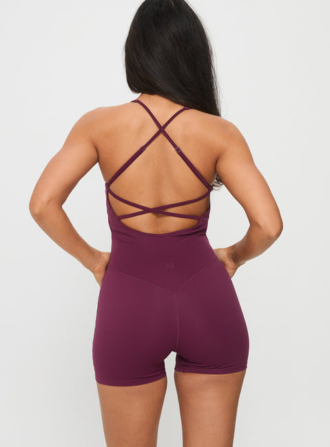 Run The Play Active Romper Plum