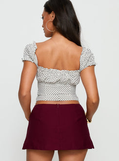 Audreana Babydoll Top White Polka