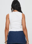 back view of model wearing Princess Polly Hevalis Top White Sleeveless V-Neck 