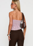 Good Ones Go Strapless Twist Bodysuit Pink Stripe