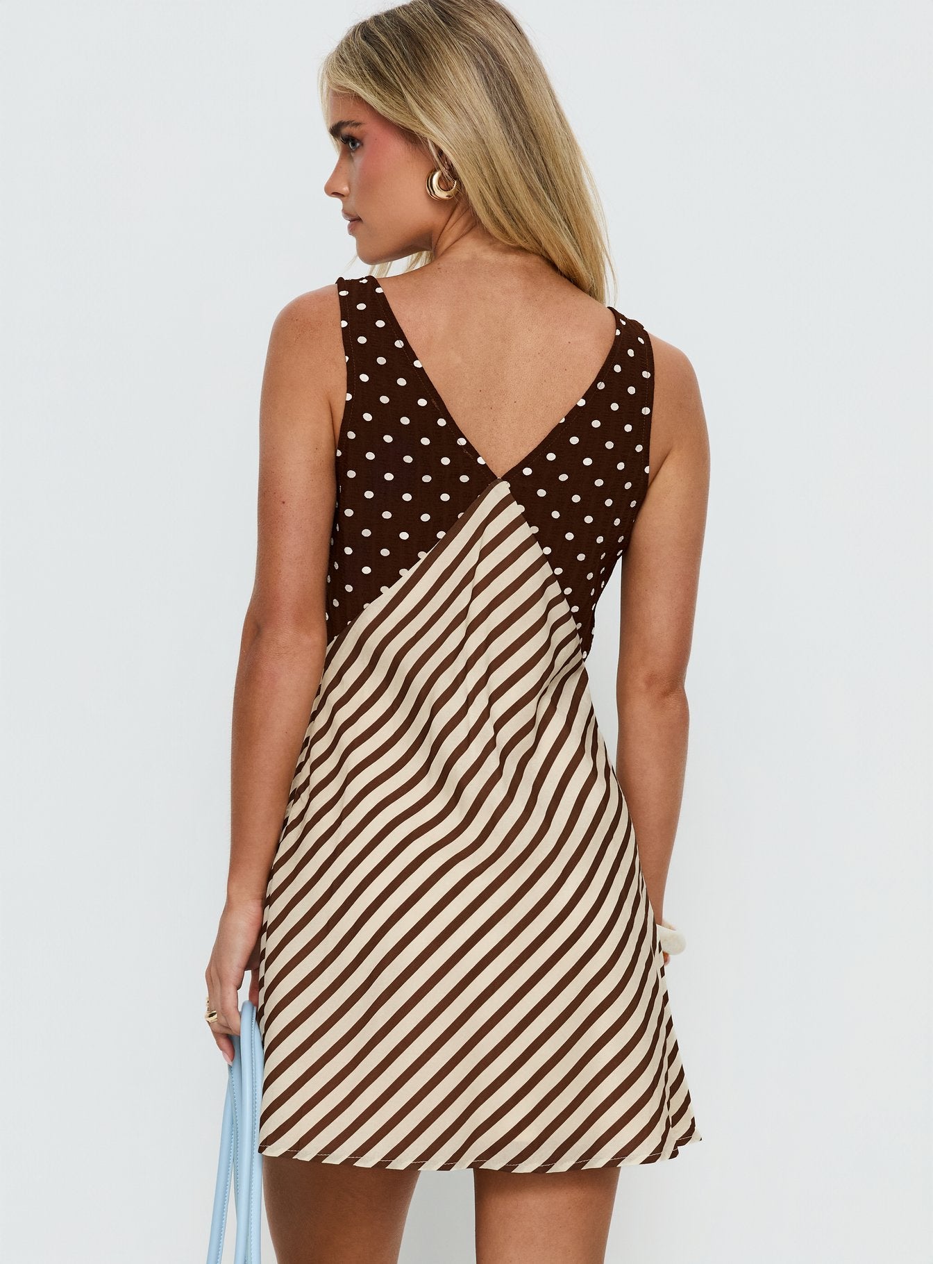 Nellie Mini Dress Brown Polka / Stripe