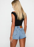 Top Tier Mid Rise Denim Shorts Light Wash