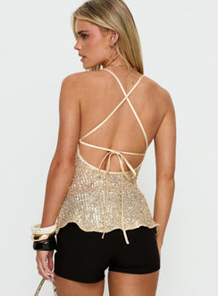 Opaline Sequin Cami Top Gold