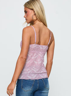 back view of model wearing Princess Polly Sacrifices Tie Detail Top Multi Floral Sleeveless Sweetheart 