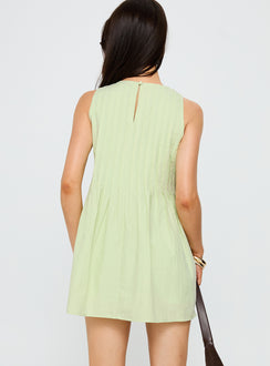 Dreamboat Pleated Mini Dress Matcha