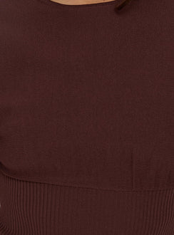 Bowwie Cinched Short Sleeve Knit Top Chocolate