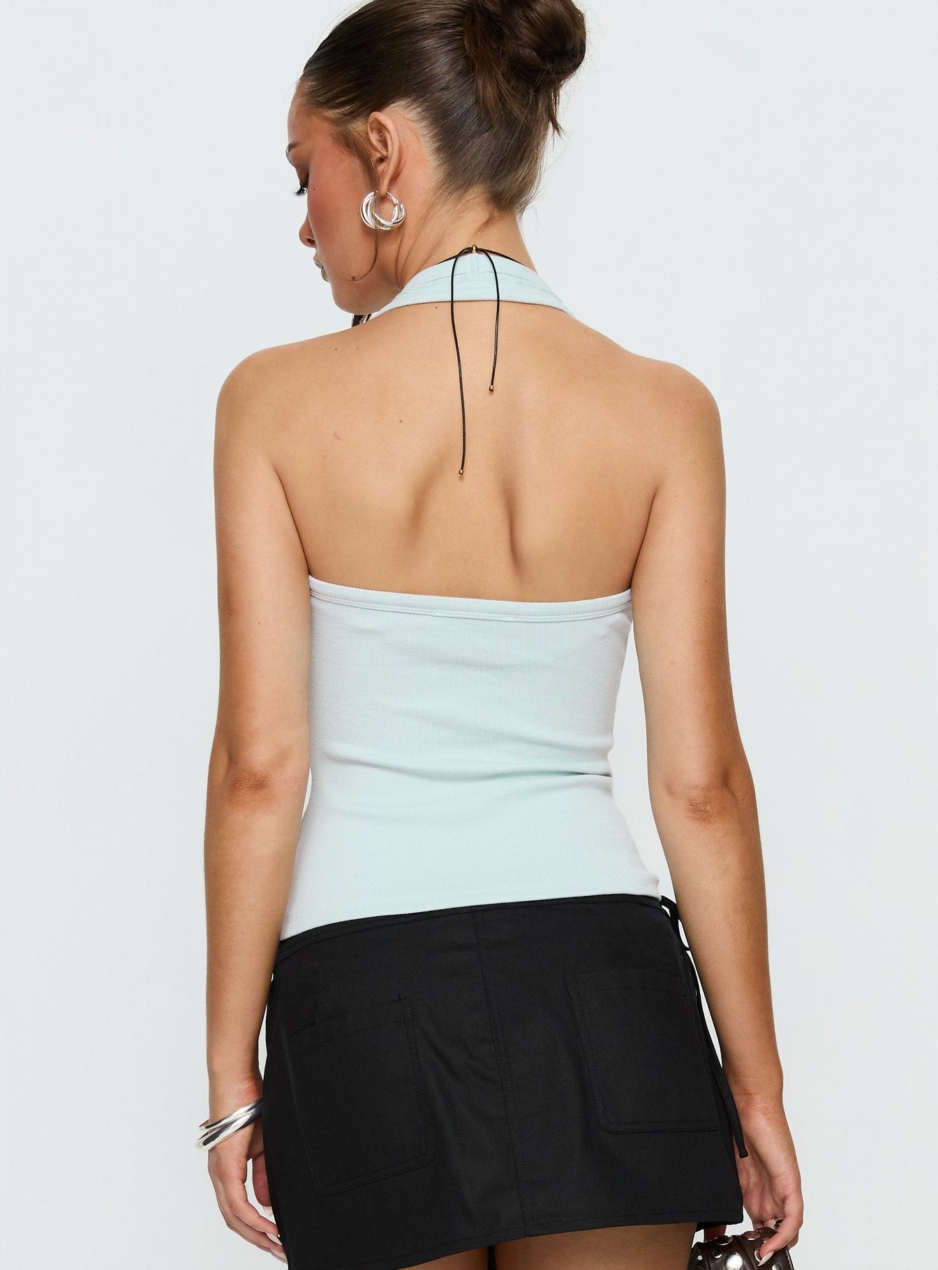 Baseline Scoop Halter Rib Vest Icy Blue