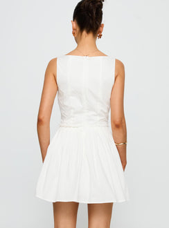 back view of model wearing Princess Polly Wild Ideas Mini Dress White Square Neck 