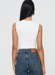 back view of model wearing Princess Polly Avahlee Bodysuit White Sleeveless 