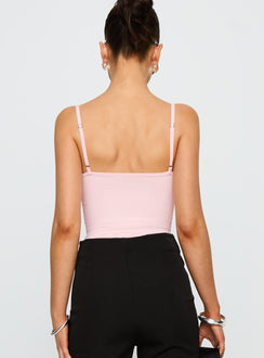 back view of model wearing Princess Polly Aetherial Lace Detail Bodysuit Pink Sleeveless 