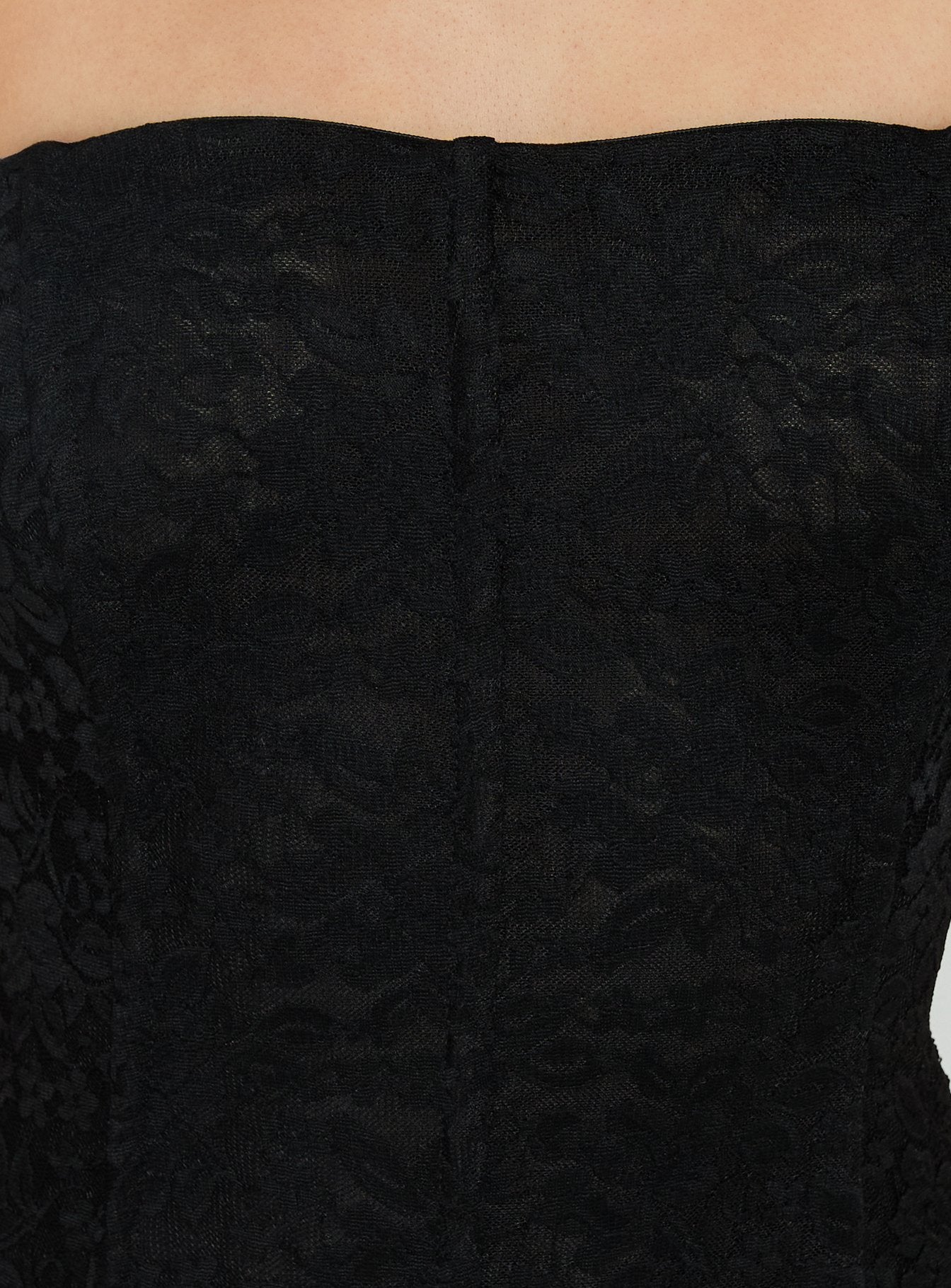 Diannah Lace Corset Strapless Maxi Dress Black