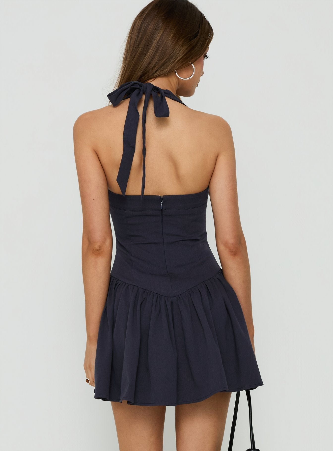 Esatora Halter Flare Minikleid Navy