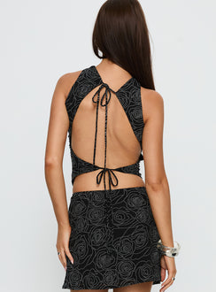 Forget Me Diamonte Asymmetrical Top Black