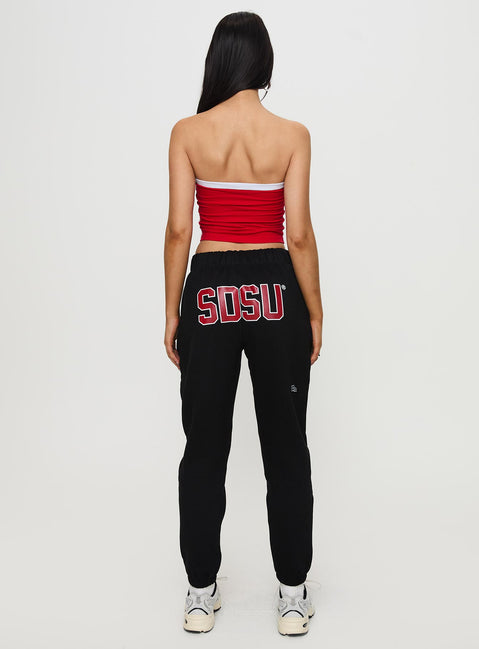 back view of model wearing Princess Polly SDSU Sweatpants Black 
