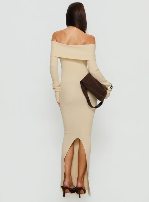 Phylis Off The Shoulder Maxi Dress Cream