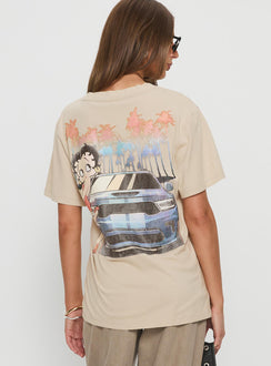 Betty Boop Beach Mode Oversized Graphic Top Washed White