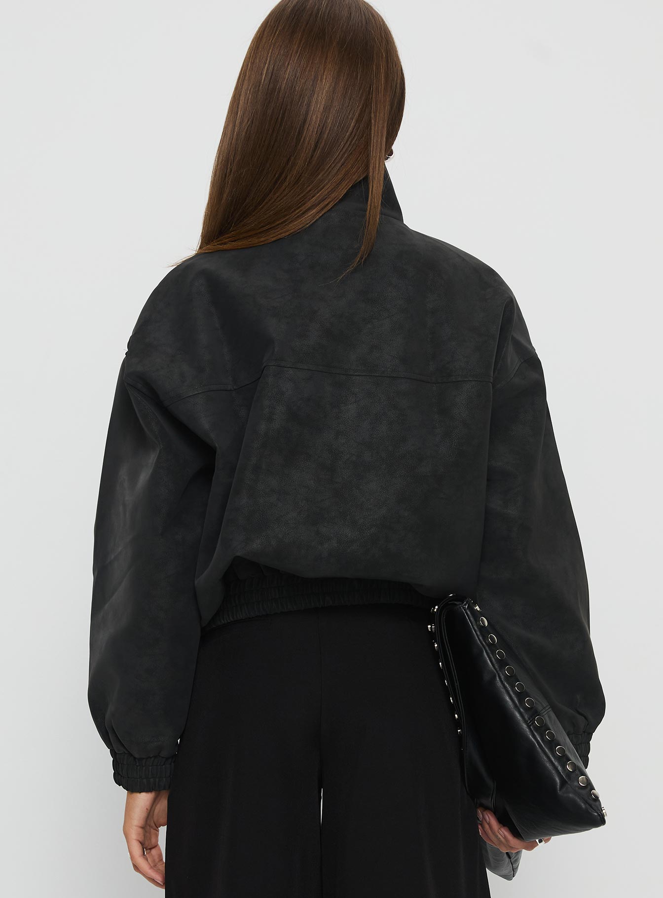 Ellissa Bomberjacke aus Wildlederimitat Schwarz