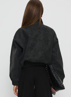 Ellissa Bomberjacke aus Wildlederimitat Schwarz