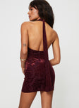 product Princess Polly Cowl Neck  Carlso Halter Mini Dress Burgundy