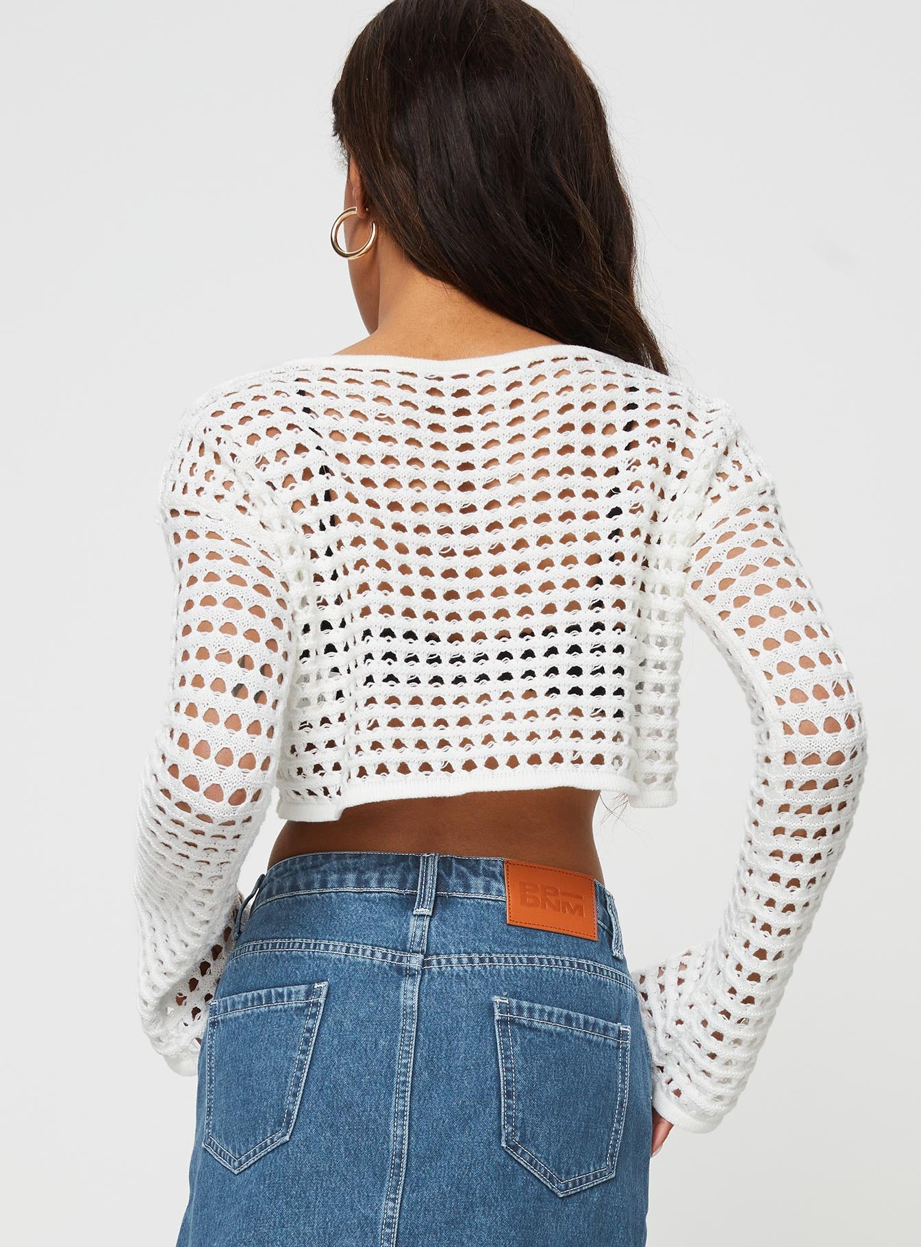 Acacia Asymmetric Cut-Out Sweater Cream Princess Polly  Cropped 