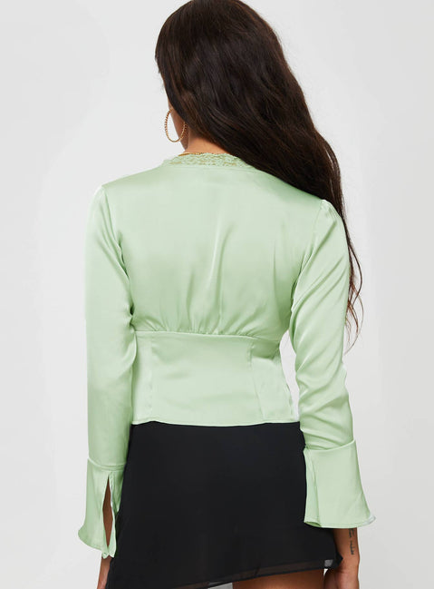 product Princess Polly Full Sleeves Scoop Neck  Hunton Long Sleeve Top Green