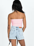 back view of model wearing Princess Polly Heuston Skort Denim Lower Impact High Waisted Shorts 