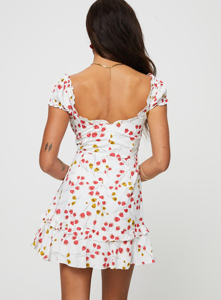 Floreen Mini Dress White / Red Floral