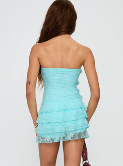 So Gorgeous Strapless Frill Playsuit Blue