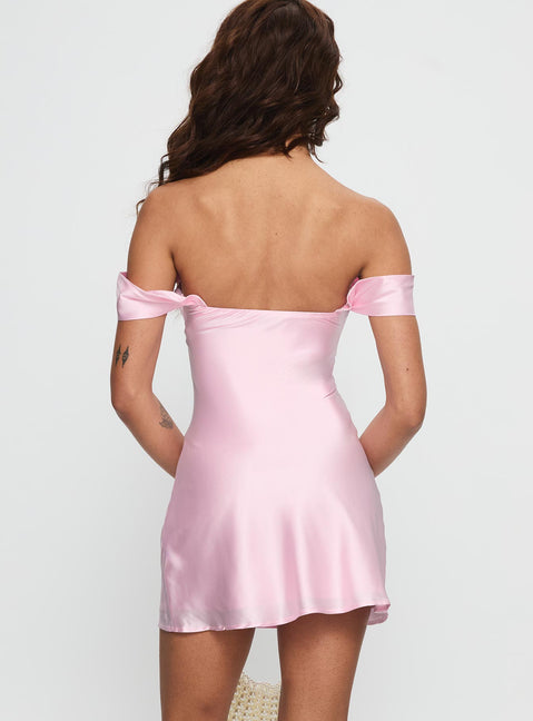 Zabbarra Off The Shoulder Mini Dress Light Pink