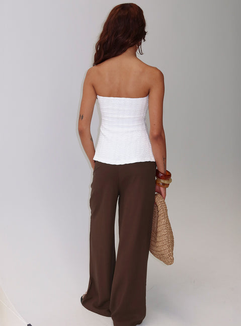 back view of model wearing Princess Polly Parklea Pants Chocolate Brown High Rise Pants 